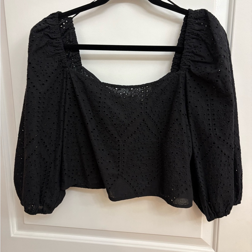 Socialite Black Eyelet Blouse